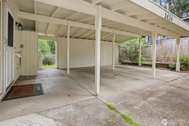 Tons of storage in carport!