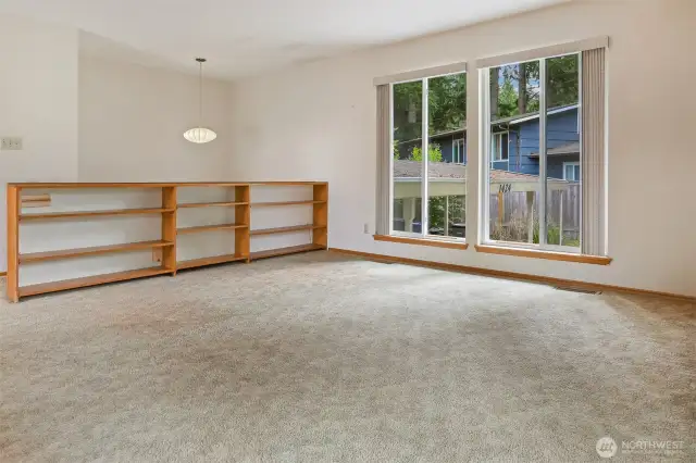 Built-in bookcases in living room.
