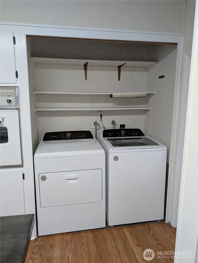 Washer + dryer attached to kitchen
