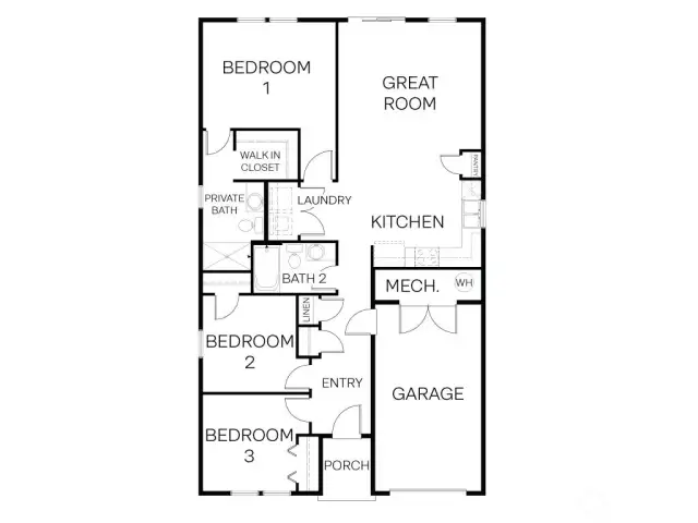The Madison - 3 bed 2 bath 1 car 1,236 sq ft