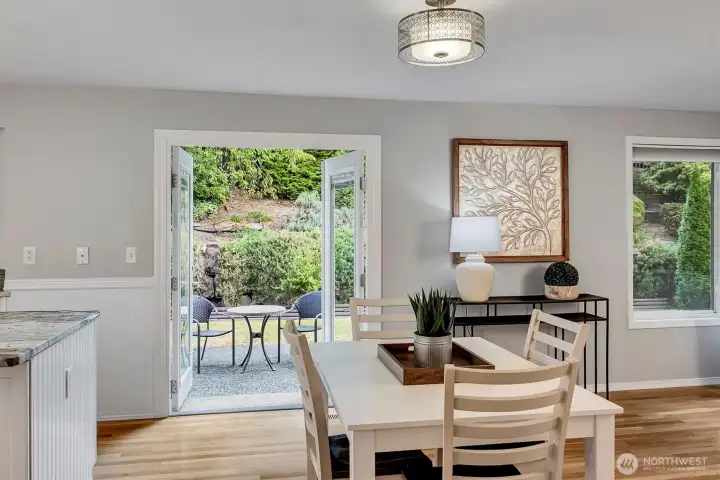 French door lead you out to the back patio.