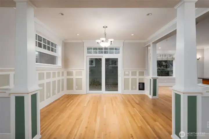 Easily access your back patio and walk way to your 2 car garage through these sliding glass doors