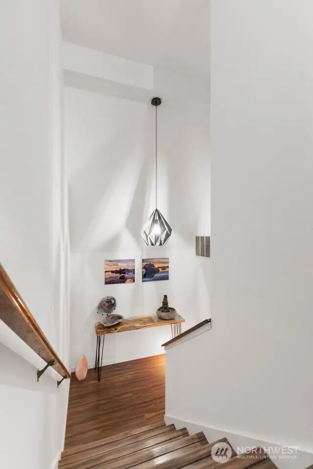 View of staircase leading to the second floor.