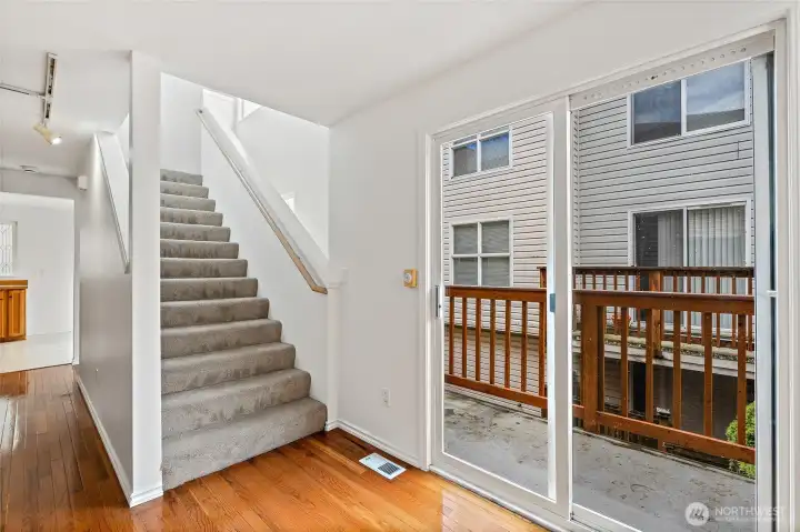 New carpet going up stairs.