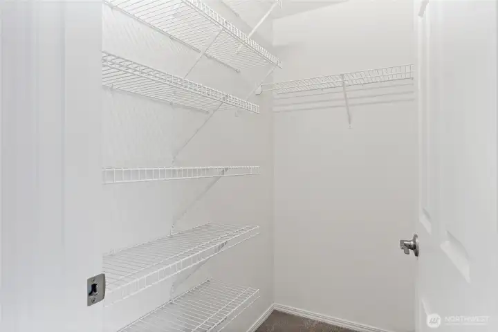 Walk-in closet shelves.