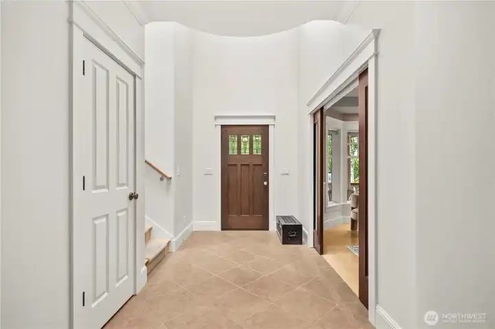 High ceilings and a bright and open floor plan greets you as you step inside.