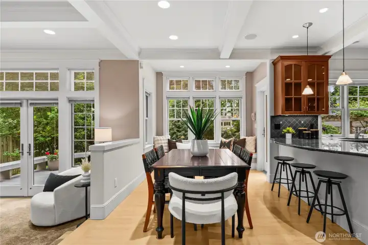 Dining area located off the living and kitchen with a cozy nook.