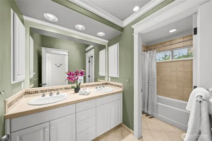 Full bathroom located on the upper level.