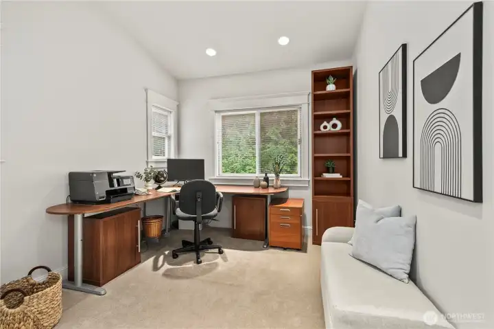 Bedroom no. 3 staged as an office.