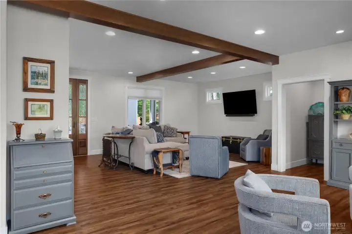 Looking from the dining room to the great room.