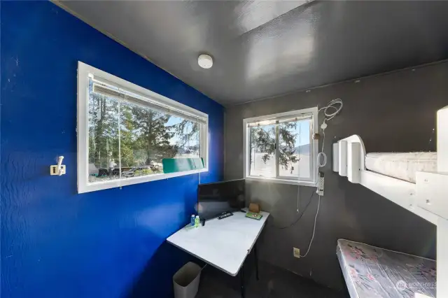 Upstairs bunks.  Sleeps four and has a desk and internet!