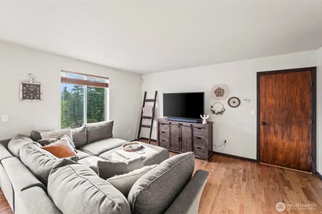 Living room - door to the right is garage access