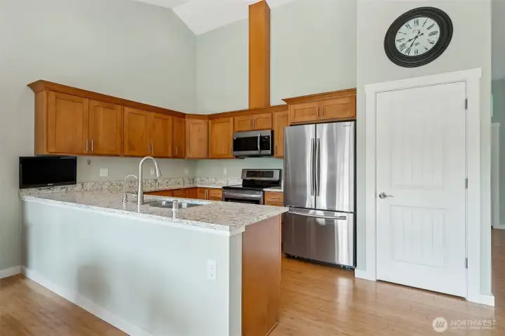 Kitchen comes with plenty of cabinet space plus a pantry!