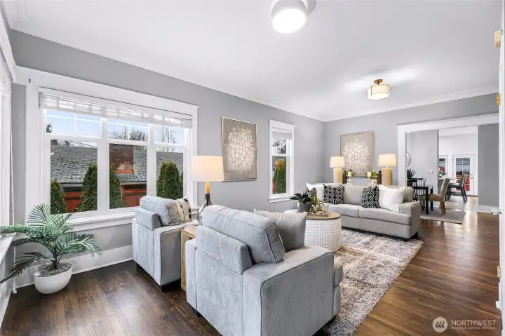 Expansive living room with abundant natural light