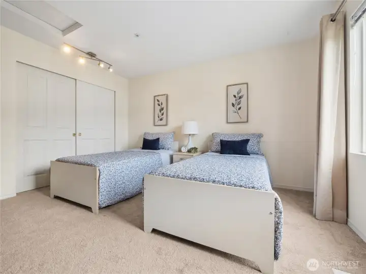 Task lighting and extra large closet are a plus.