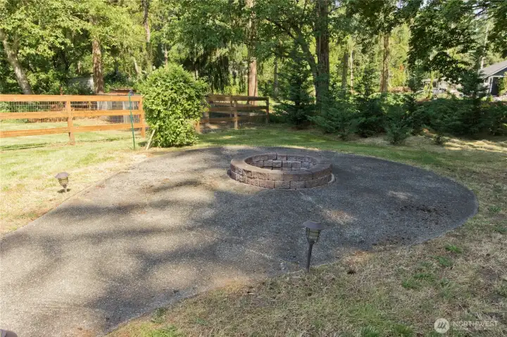 back yard with fire pit