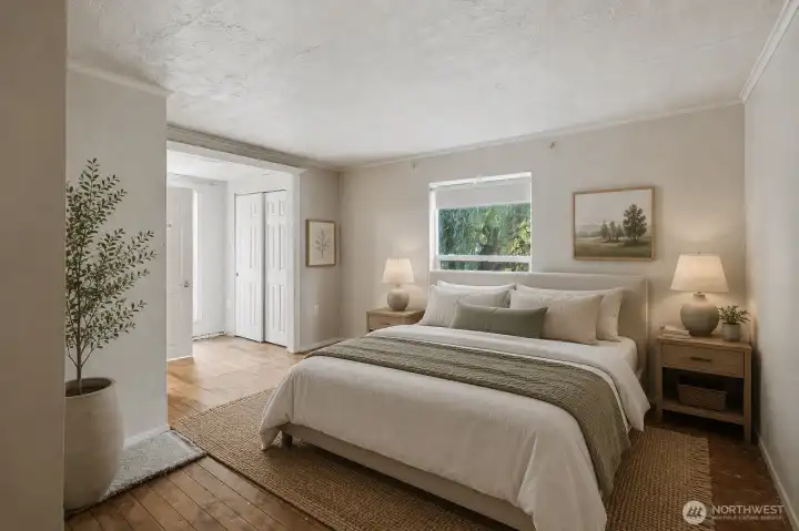 Primary bedroom. Virtually staged. Primary bedroom. Virtually staged.