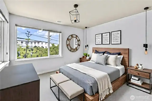 Note virtually staged guest bedroom.