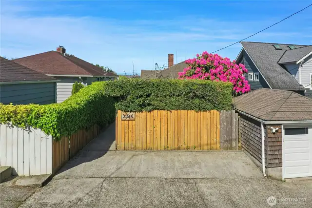 One car garage and two parking spaces