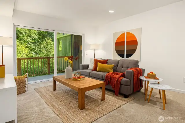 New Milgard Tuscany V400 sliding door with energy-efficient glass, smooth SmartTouch operation, and transferable warranty—installed by Lake Washington Windows & Doors in 2024.