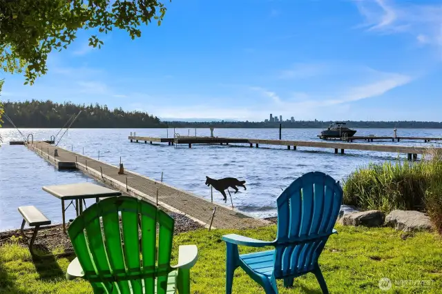 Does it get any better than this? Newly upgraded west-facing dock, shared by just six owners, with stunning views of the city and mountains. Enjoy picnics in the grassy area, relax in the lounge chairs, and store kayaks, paddleboards, and your boat with ease.