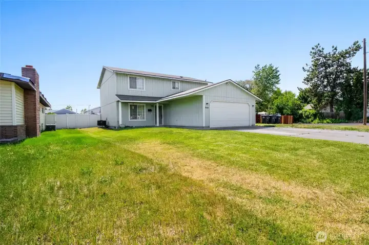 Large, level corner lot on a cul-de-sac.