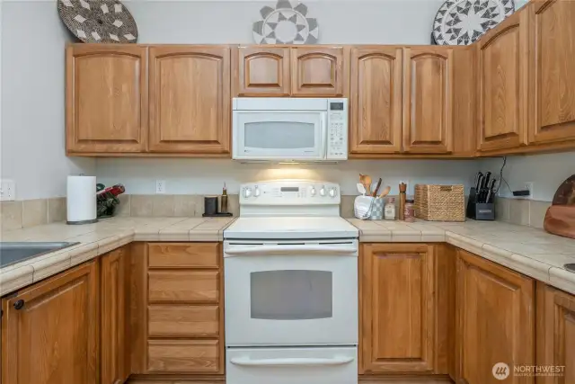 Lots of counter space in this well designed kitchen.