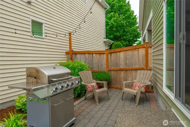 Private yard extends all the way to the neighbor house exterior wall.