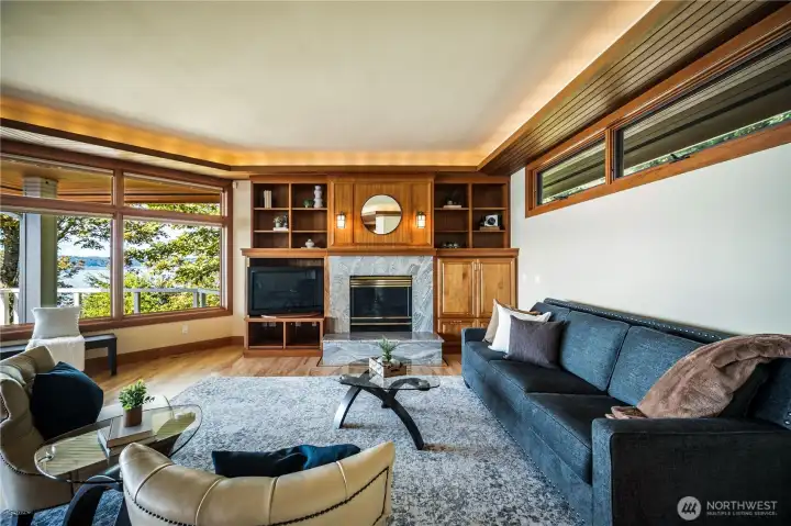 Gas fireplace on the main level