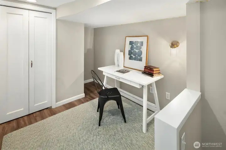 Close up of the study area in the bedroom.