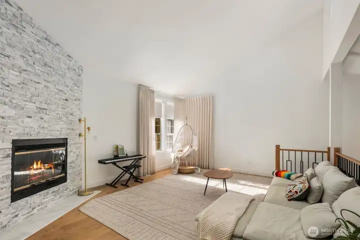 Main Level living with fireplace