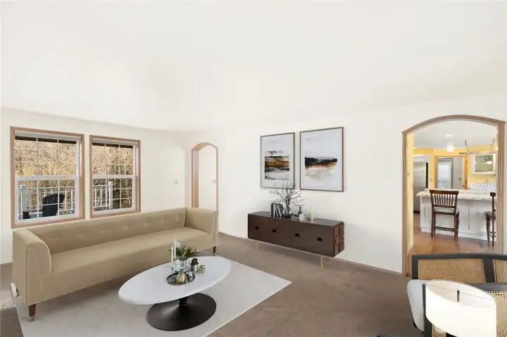 Living room virtually staged.