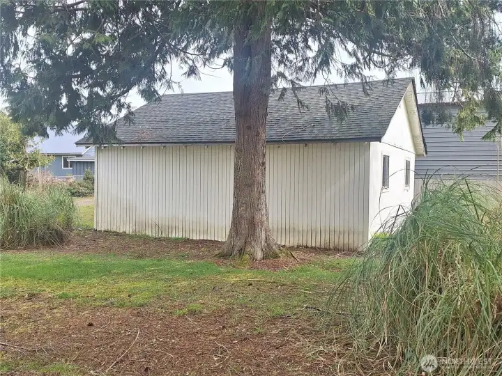 View of garage from cabin.