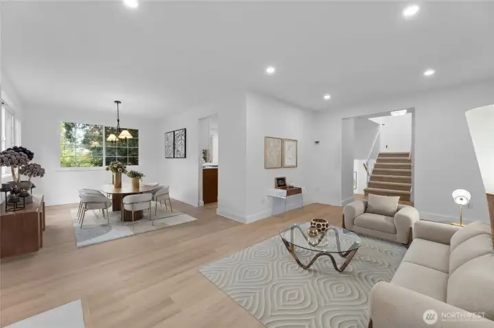 Virtually Staged from Living Room to Dining Area