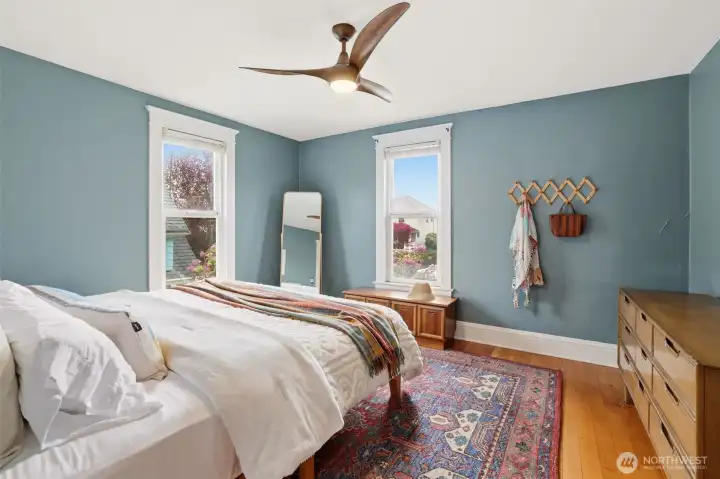 Restful + relaxed retreat. Bedroom #1.