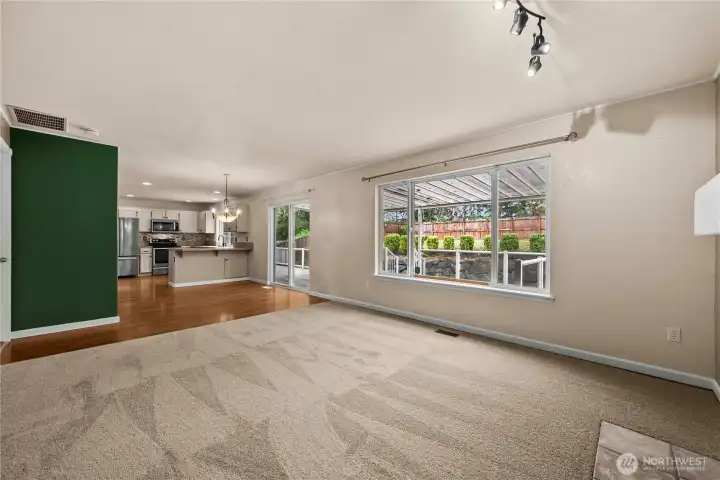 Large living area overlooking the deck