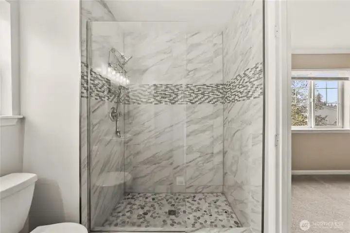 Brand new tiled shower!