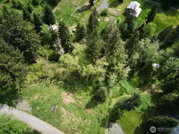 Aerial view of the homesite looking South