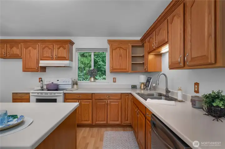 This kitchen has so much storage.