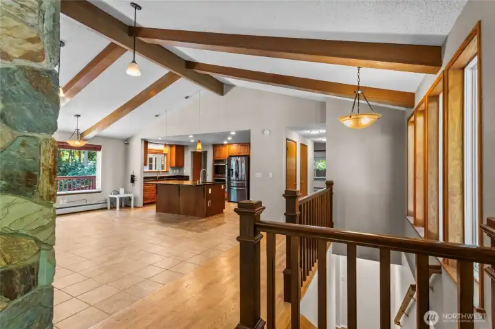 View of the Great Room when you walk in the front towards the Kitchen