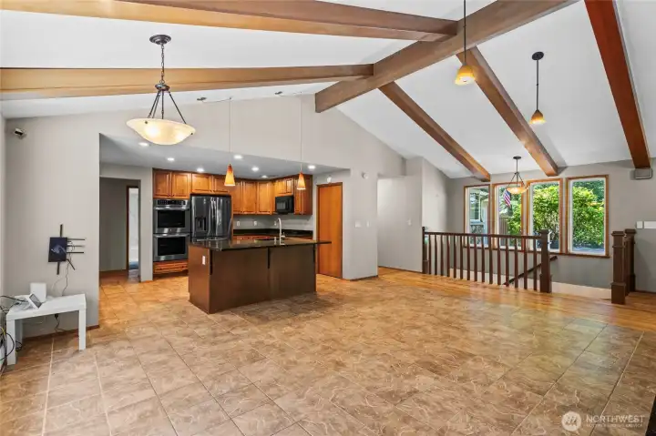 Dining area.Stairs leading down to The equivalent of a whole other house.