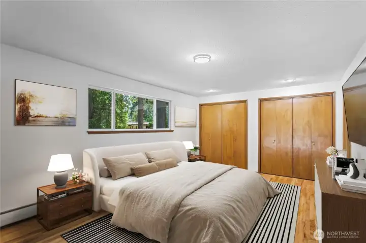 Massive Master Bedroom Downstairs Virtually Staged