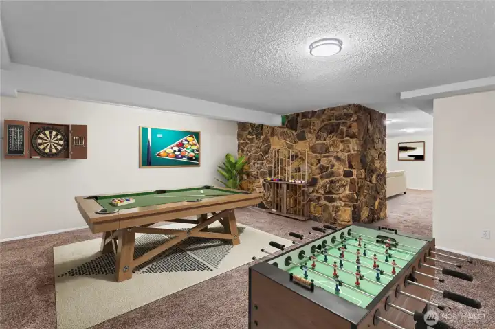 Bonus Room Down Stairs Virtually Staged as a Game room