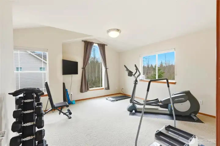 Upstairs bonus room could be used as a workout space, TV room or whatever else your you need. Upstairs bonus room could be used as a workout space, TV room or whatever else your you need.