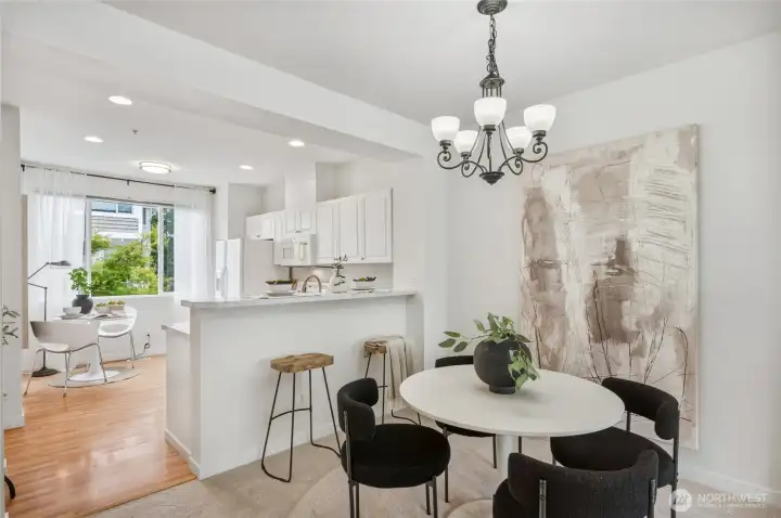 Spacious kitchen, open floorplan, and bright windows on both ends!