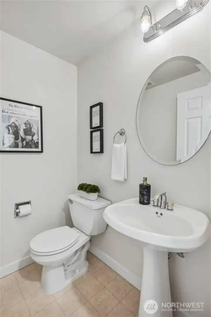 Powder room off the kitchen saves on trips upstairs!