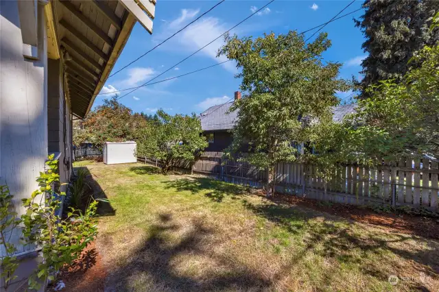 Lots of fun to be had in this side yard complimented with the wonderful scent of flowering lilacs and seasonal fruit from your own Italian plum tree.