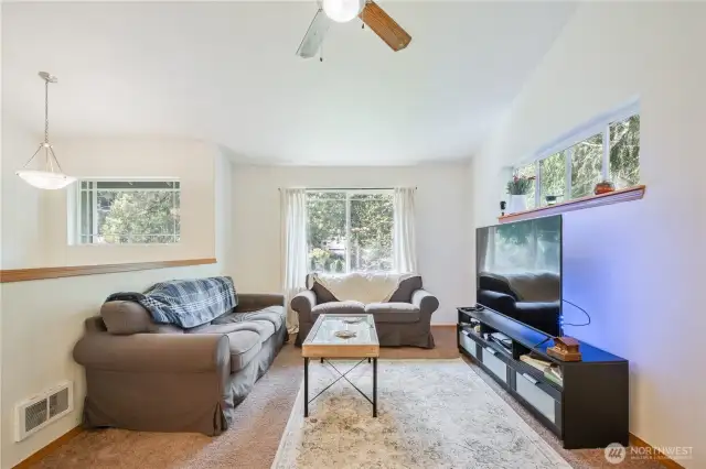 Living room from the dining and kitchen.