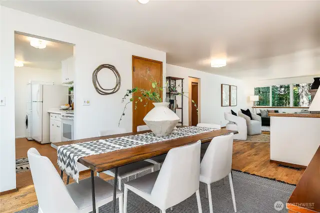 Main level living space is very spacious, w/dining, sitting and living areas