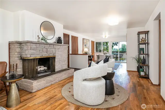 Wood-burning fireplace in both upstairs and downstairs living areas